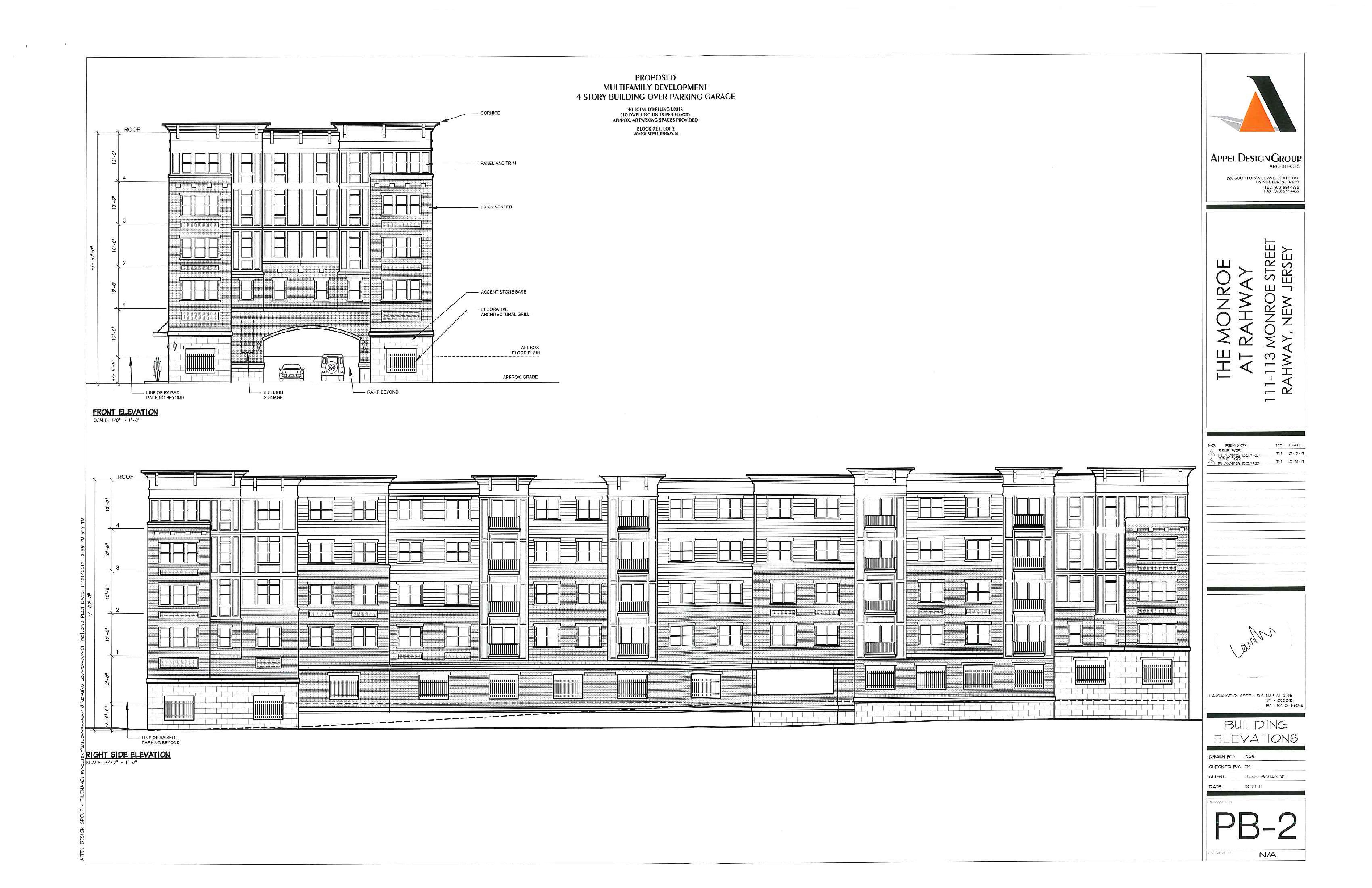 The Monroe.building elevation.front.rightpage001 Rahway Rising