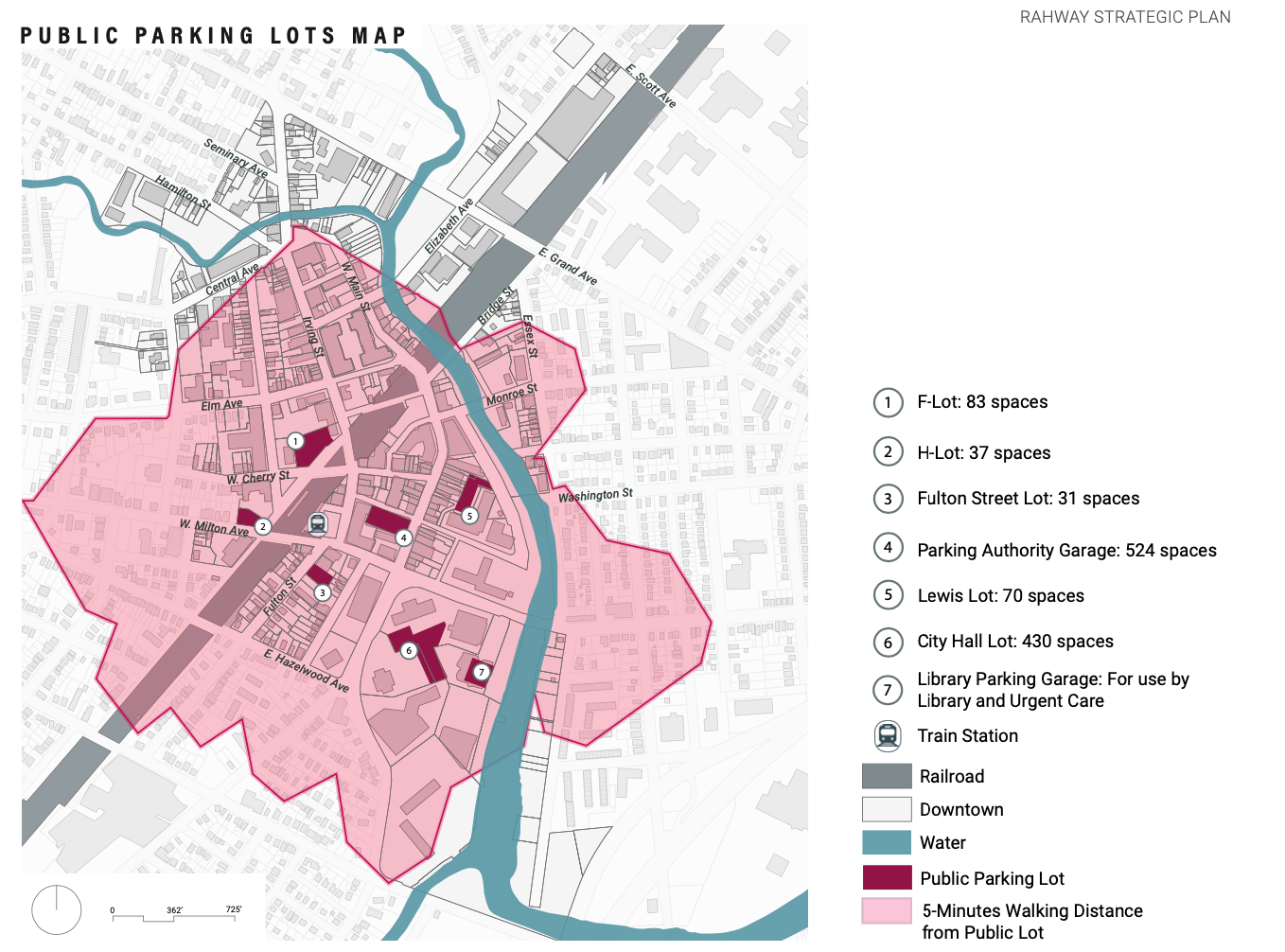 Rahway strategic vision plan Public parking lots map Rahway Rising